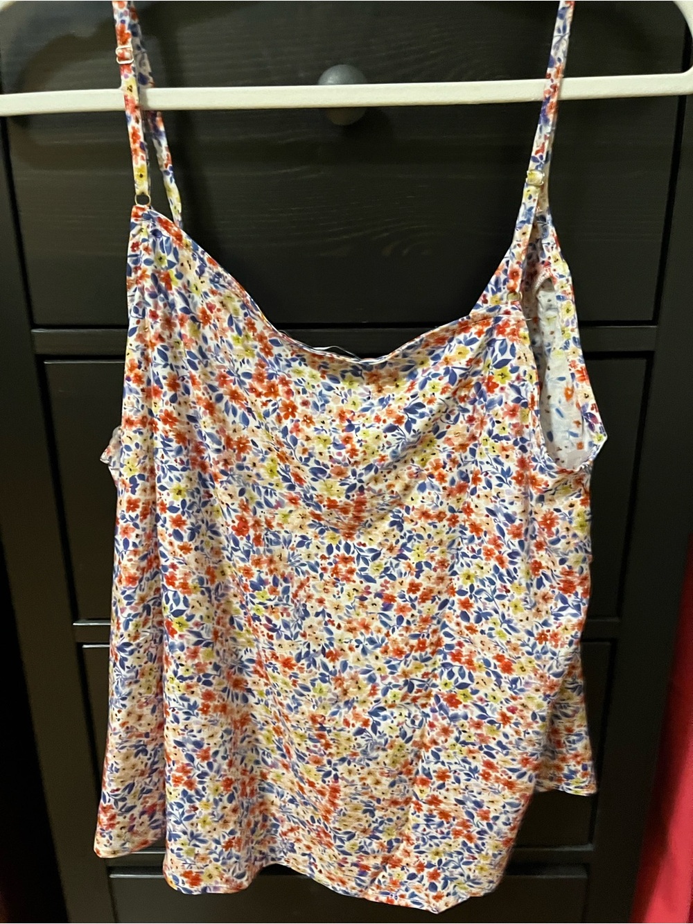 Floral Print Spaghetti Strap Cami Top - White Multi